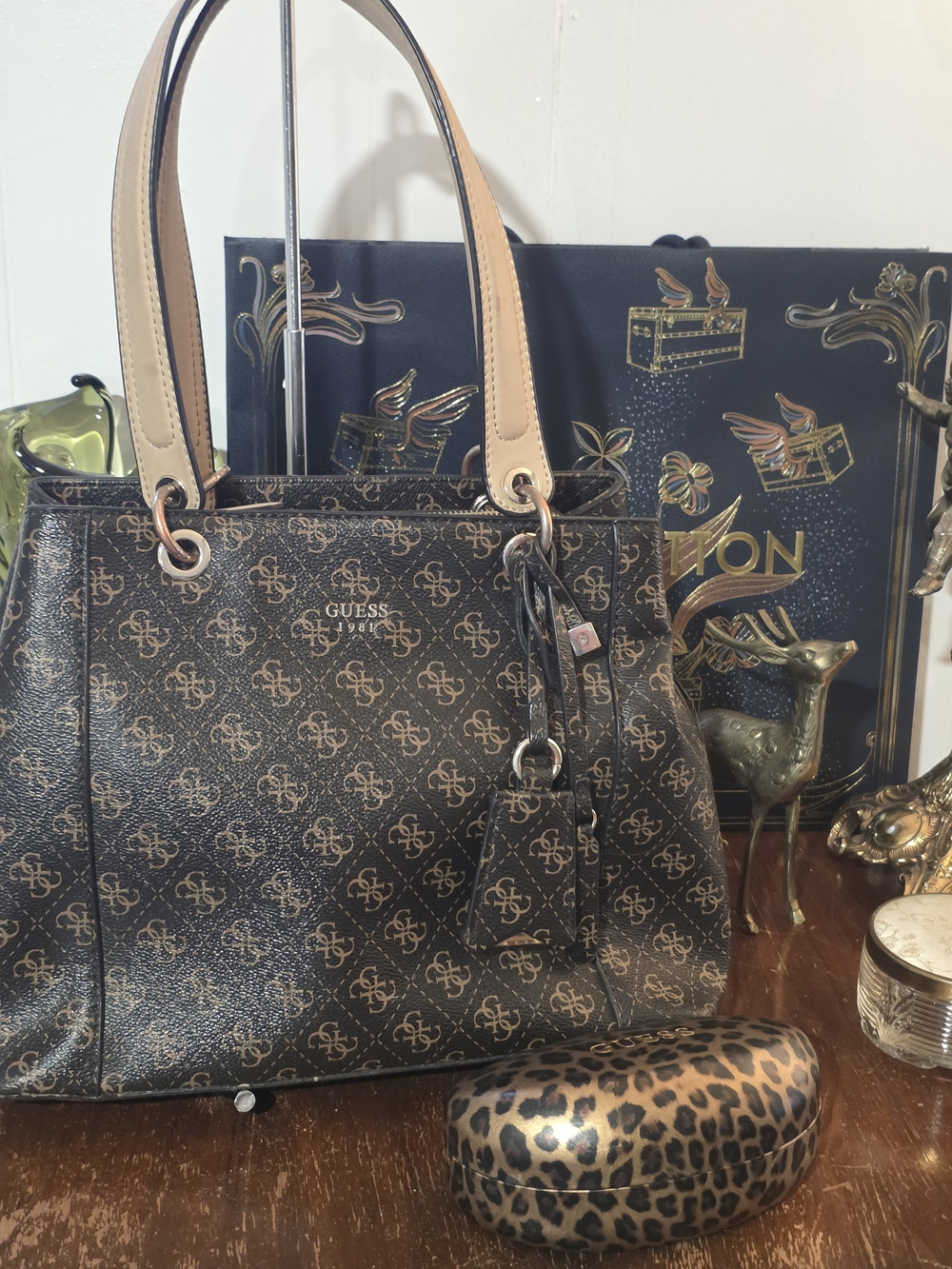 GUESS Kamryn Logo Shopper Tote & GUESS Leopard Sunglasses Case